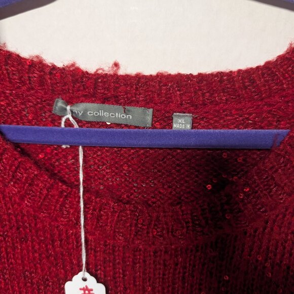 My Collection Red Sequin Knit Sweater – Women’s XL - Picture 2 of 3